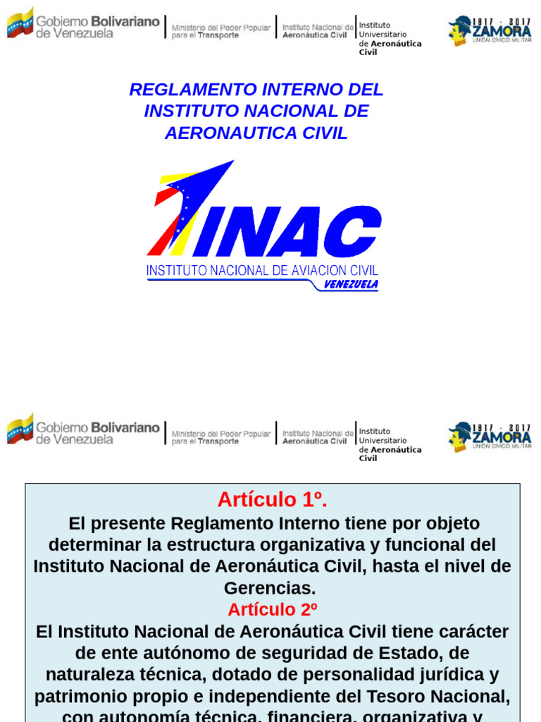 Reglamento Interno del INAC | PDF