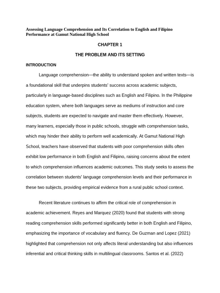 Chapter 1 Masteral | PDF | Reading Comprehension | Learning