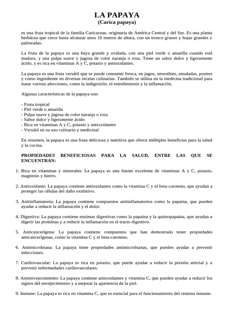 Papaya M.P | PDF | Alimentos | Azúcar