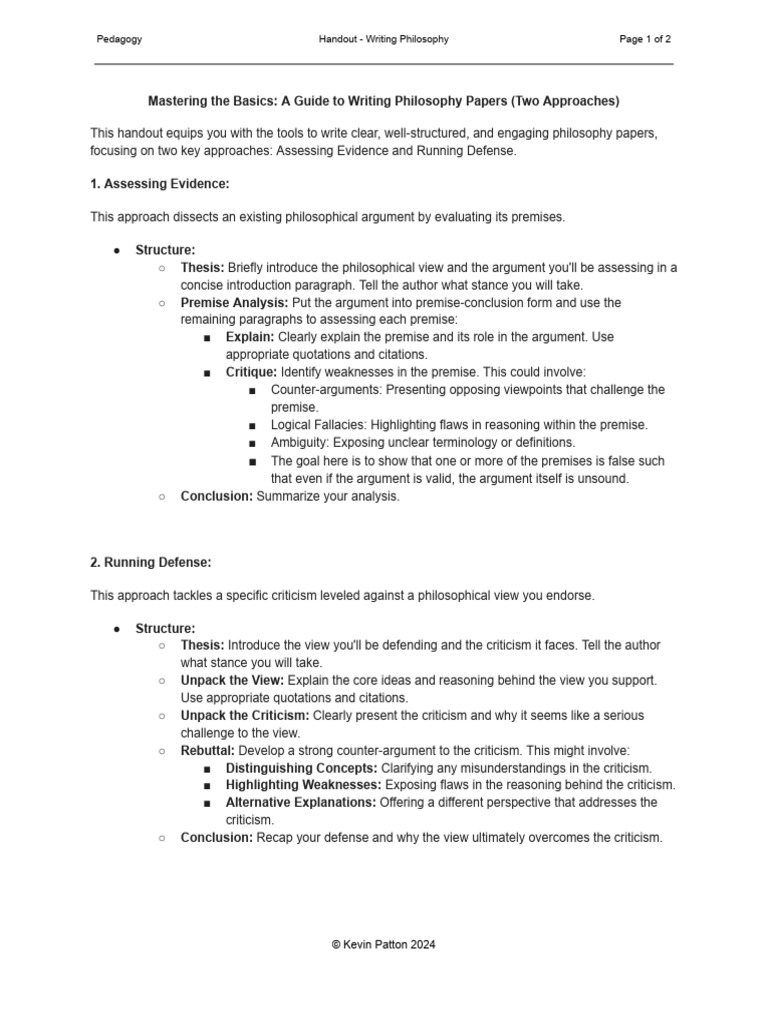 Writing Philosophy Papers: Key Approaches | PDF | Argument | Reason