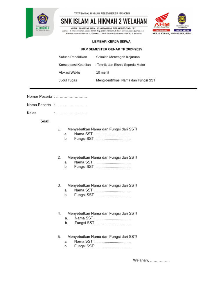 Identifikasi Nama dan Fungsi SST SMK | PDF