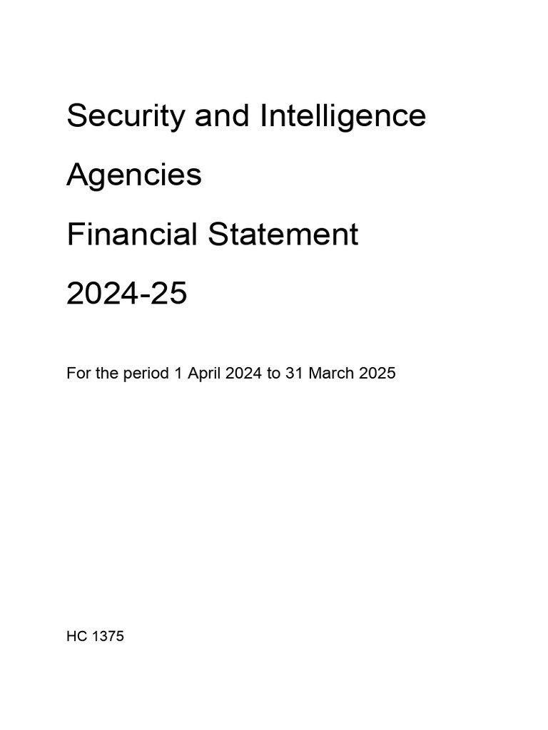 E03312132 Security Intelligence Agency Financial Statements 2024-25 ...