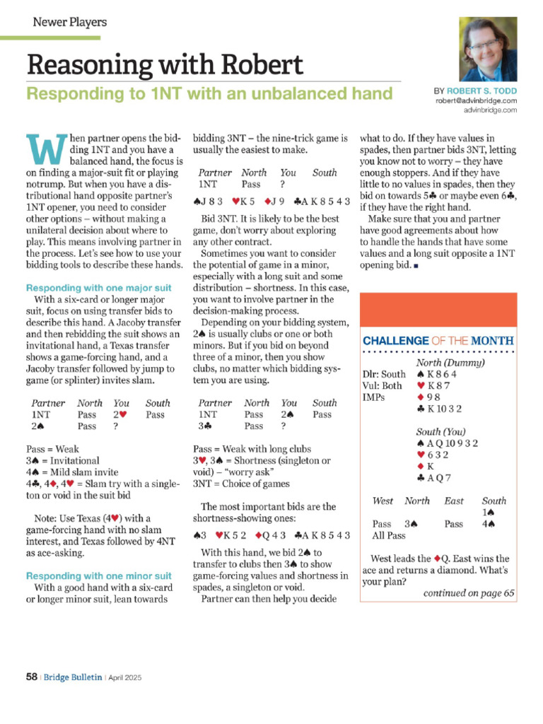 April+2025+ +Reasoning+With+Robert+ +Responding+to+1NT+With+an ...