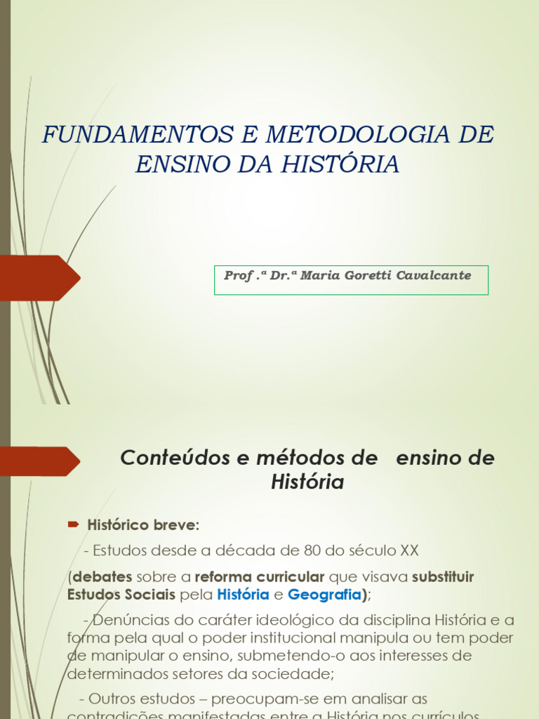 Metodologia do Ensino de História | PDF | Método de ensino | Escolas