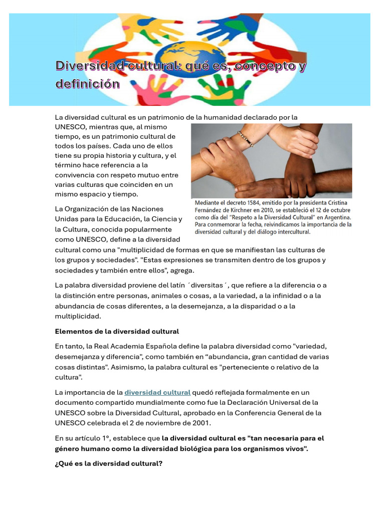 Importancia de la Diversidad Cultural | PDF | Diversidad cultural | Unesco