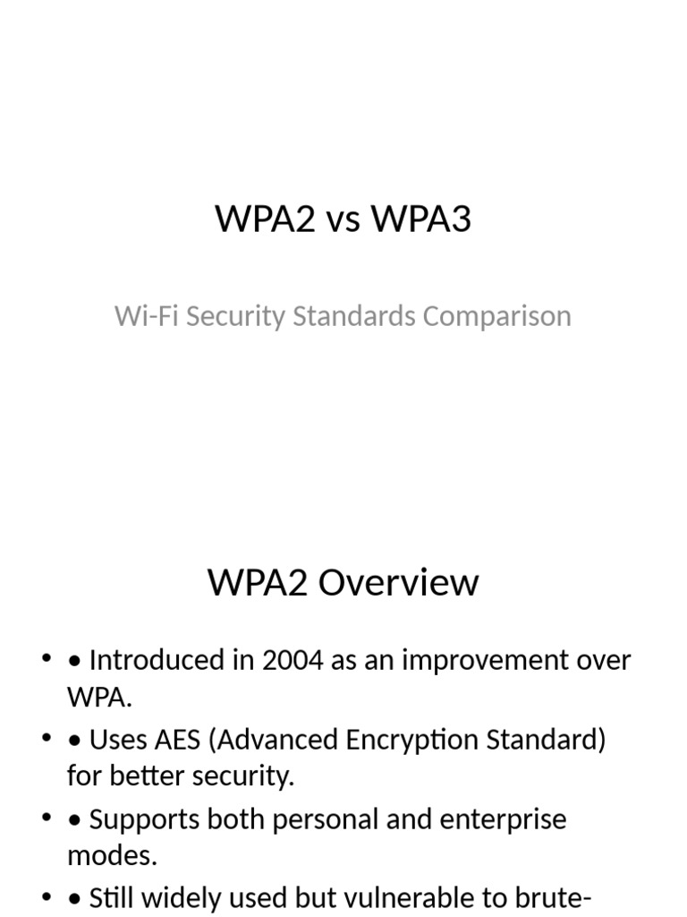 WPA2 vs WPA3: Wi-Fi Security Comparison | PDF