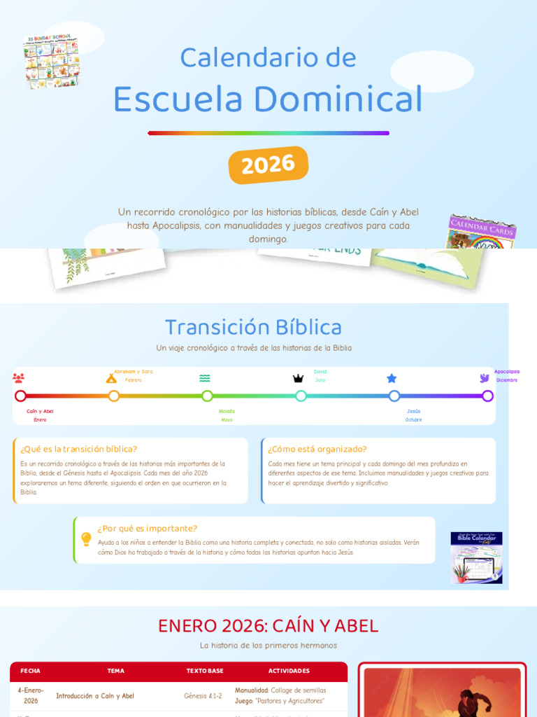 Calendario Escuela Dominical 2026 PDF Mois S Elijah 1