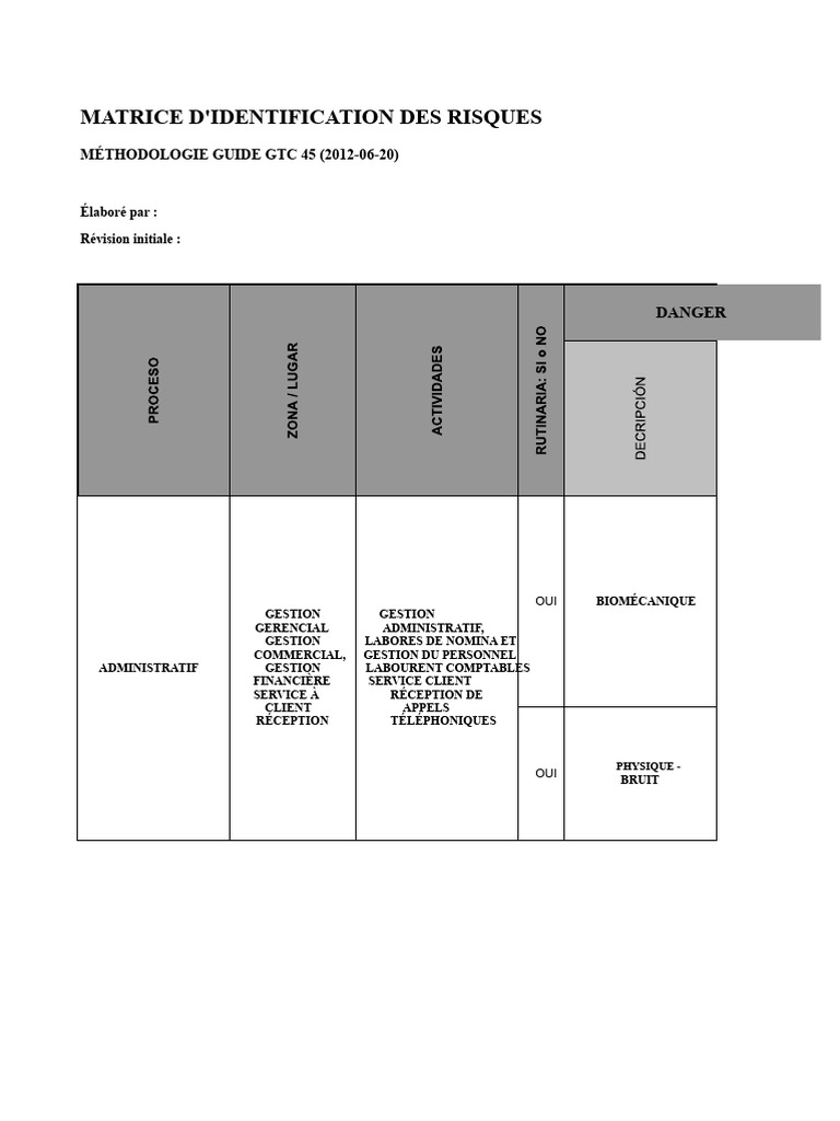Identification des Risques en Entreprise | PDF