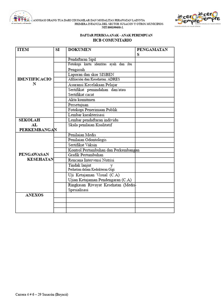 Format Cek List HCB | PDF