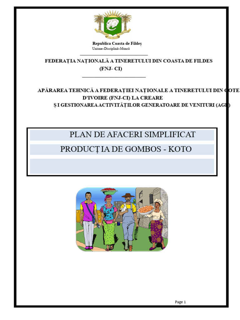 Plan de Afaceri Simplificat - Producția de Bame - Coasta de Fildeș | PDF