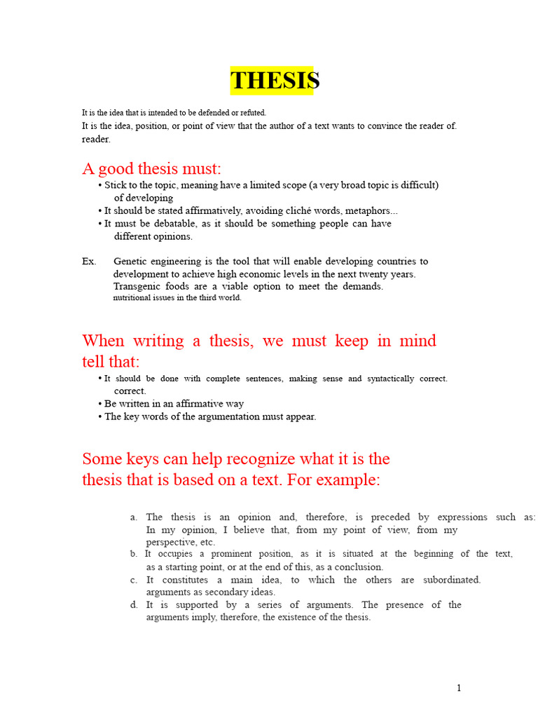 Crafting a Strong Thesis Statement | PDF | Argument | Logic