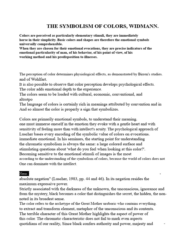Color Symbolism and Emotional Impact | PDF | Color | Perception