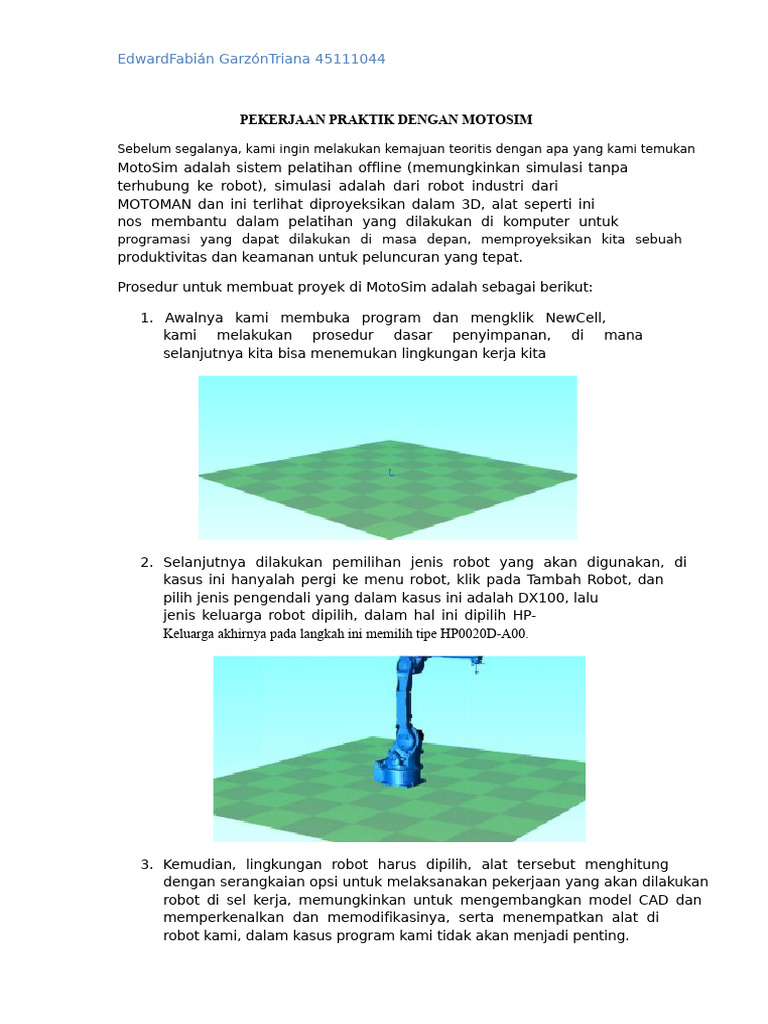 Panduan Praktik Menggunakan MotoSim | PDF