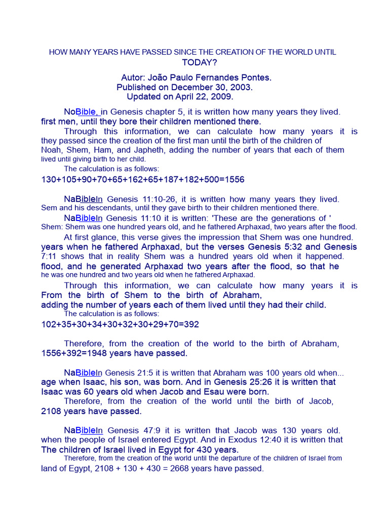 Years Since Creation Calculated | PDF | Books Of Kings | Kingdom Of Judah