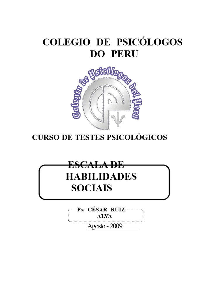 Escala de Habilidades Sociais EHS | PDF | Adolescência | Testes ...