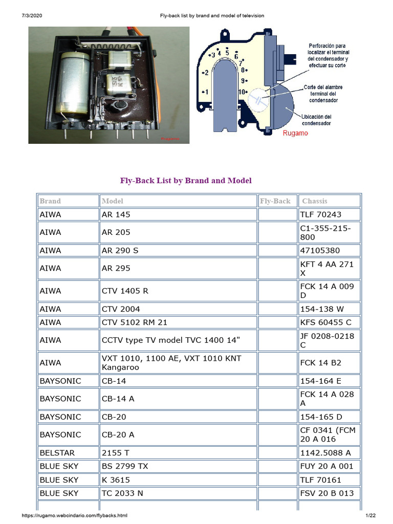TV Fly-Back List by Brand & Model | PDF | Lg Corporation