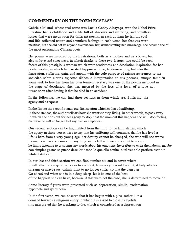 Commentary On The Poem Ecstasy | PDF