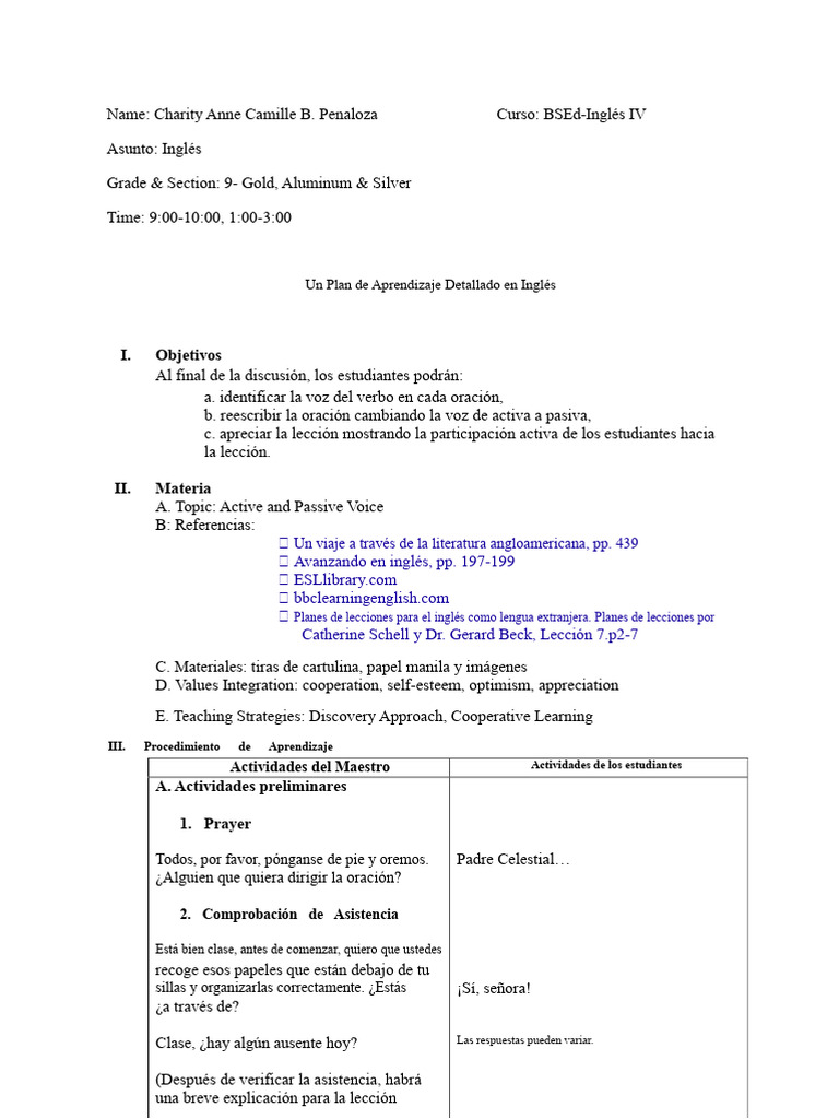 LP para Voz Activa y Pasiva | PDF | Asunto (gramática) | Verbo