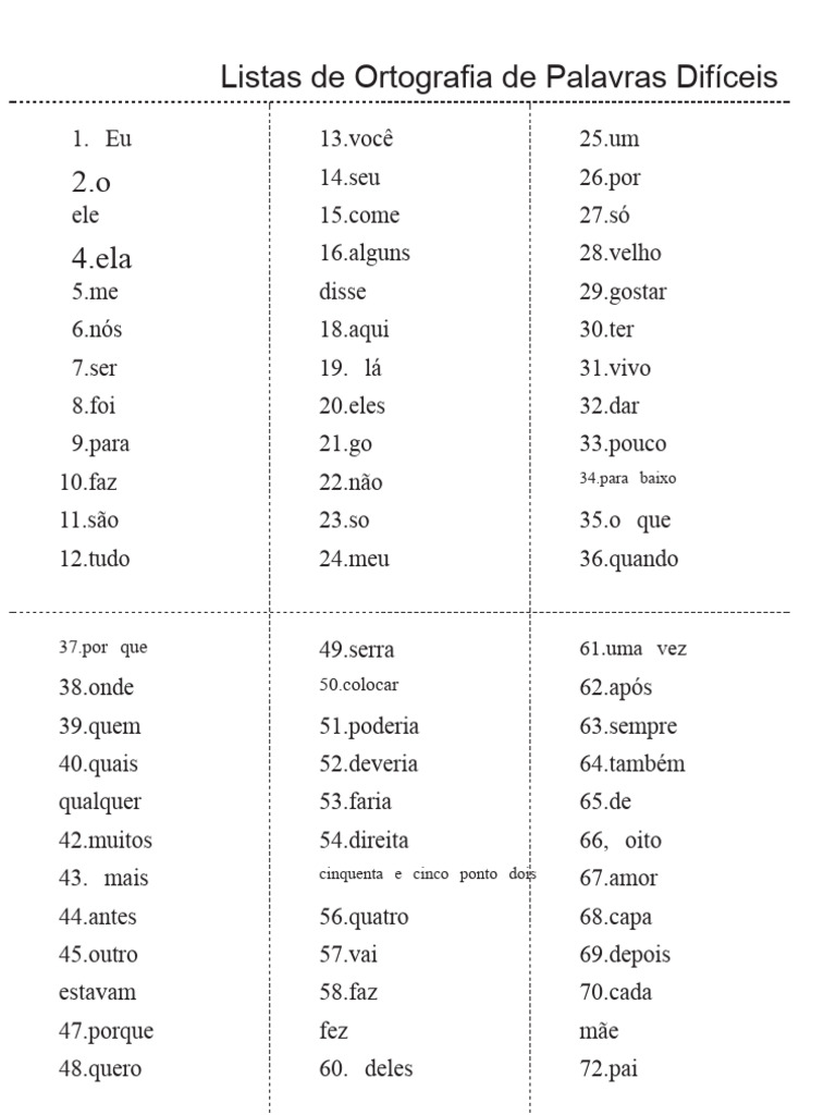 Lista de Palavras Difíceis em Português | PDF