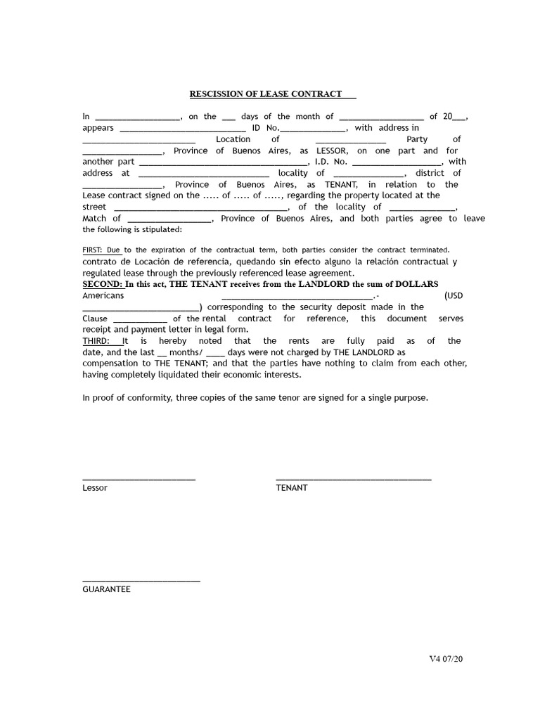 Lease Contract Rescission Agreement | PDF
