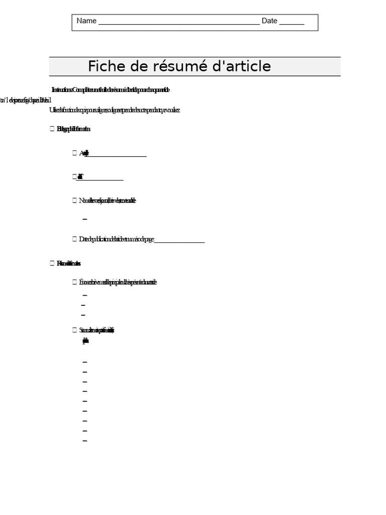 Fiche de résumé d'article académique | PDF
