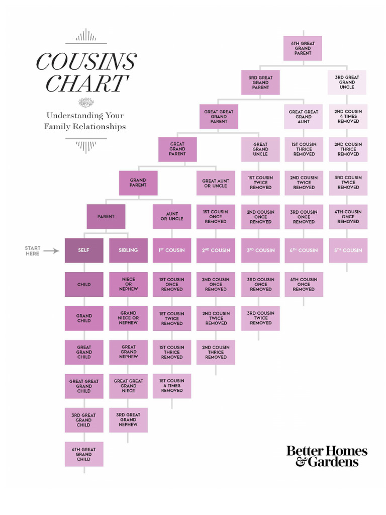 Gráfico de Parentes Cousins Relacionamentos Familiares | PDF