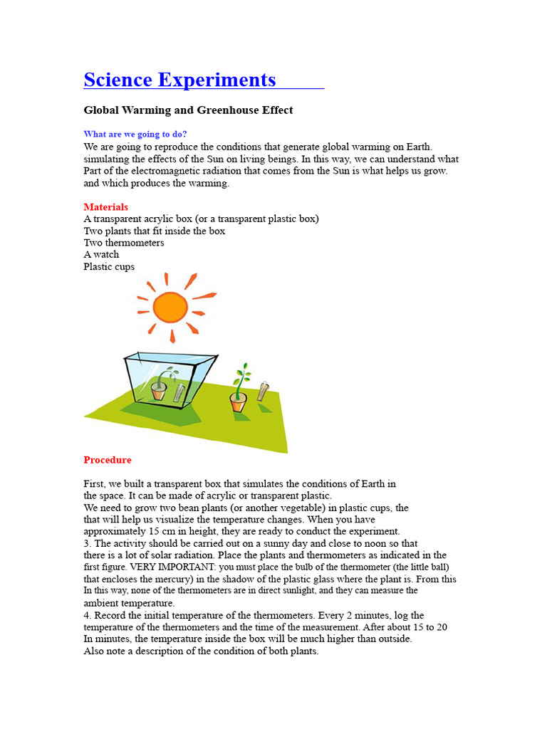 Global Warming Experiment Guide | PDF | Greenhouse Effect | Infrared