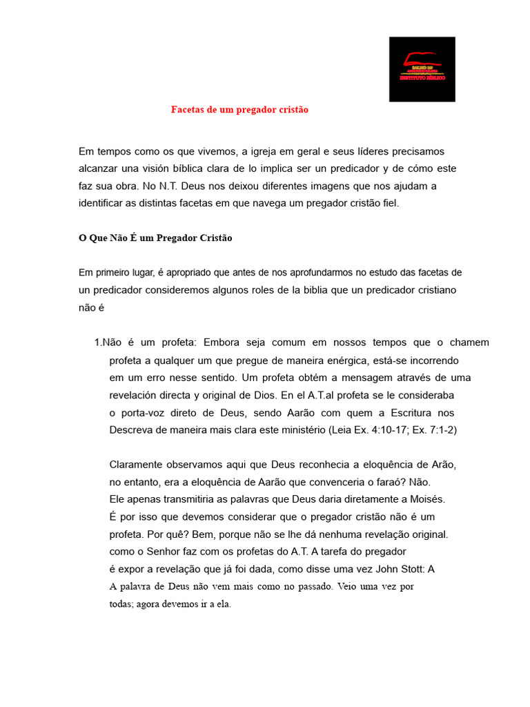 Facetas do Pregador Cristão | PDF | Revelação | Jesus