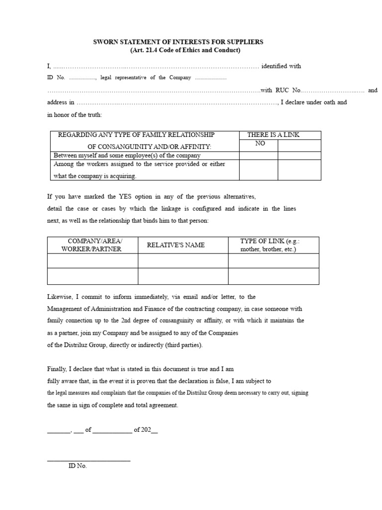 18. Affidavit of relationship by consanguinity or affinity, for ...