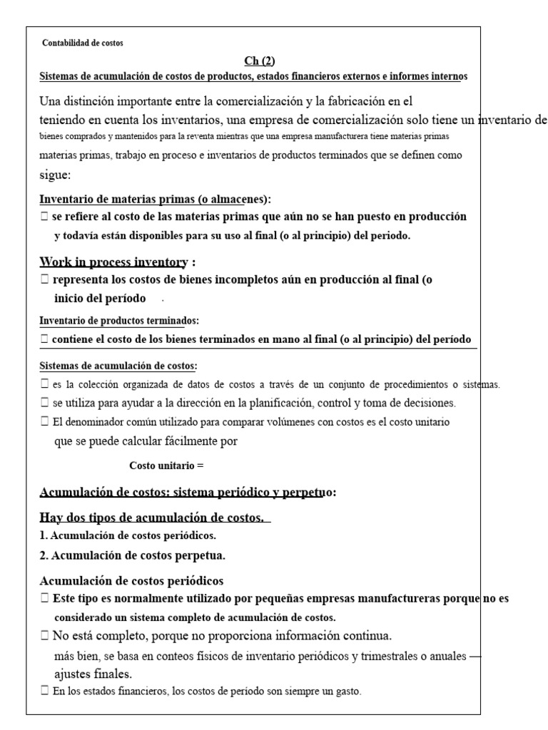 Contabilidad de Costos Capítulo 2 2020 | PDF | Costo | Contabilidad de ...
