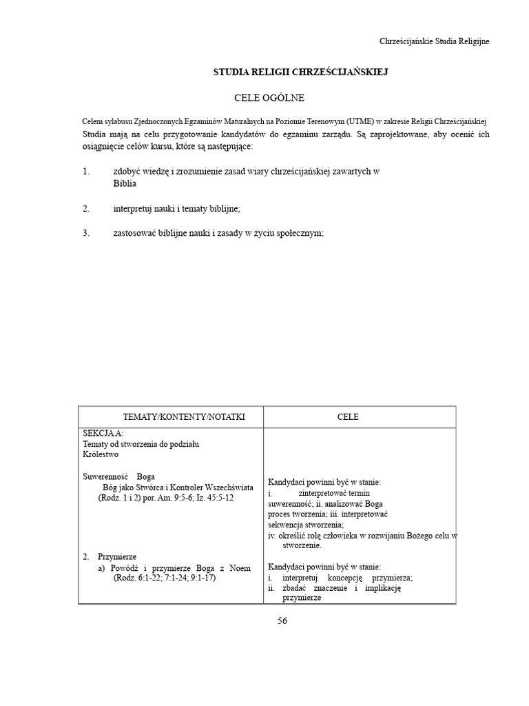 Program Nauczania JAMB Dla CRS | PDF