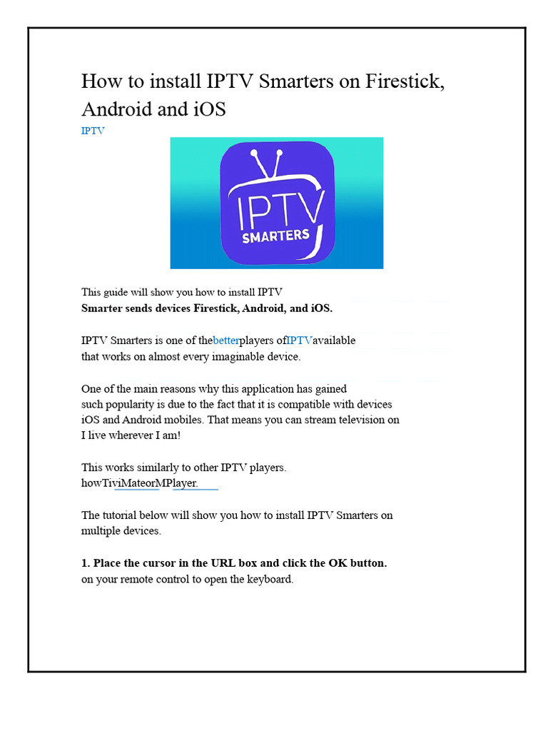 Install IPTV Smarters on Firestick & iOS | PDF | Ios | Android ...