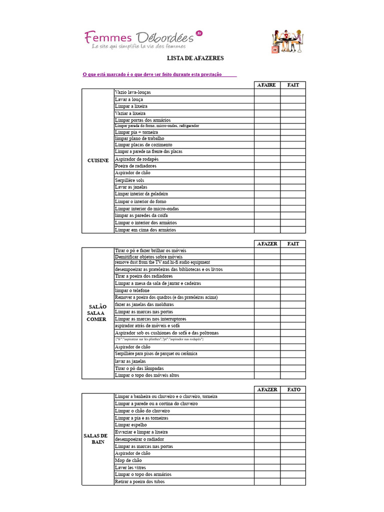 Lista Completa de Tarefas de Limpeza | PDF