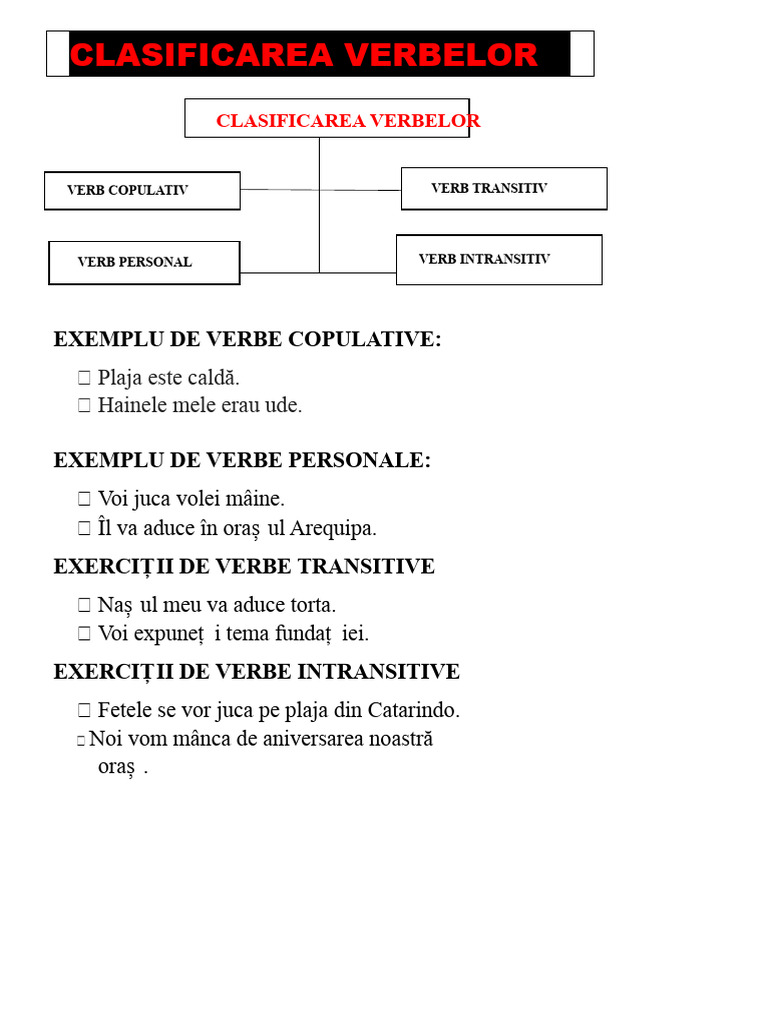 Clasificarea Verbelor | PDF