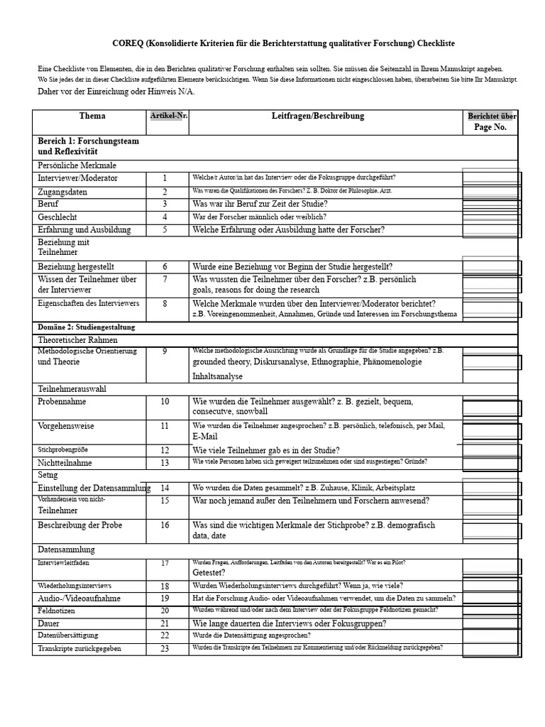 ISSM COREQ Checkliste | PDF