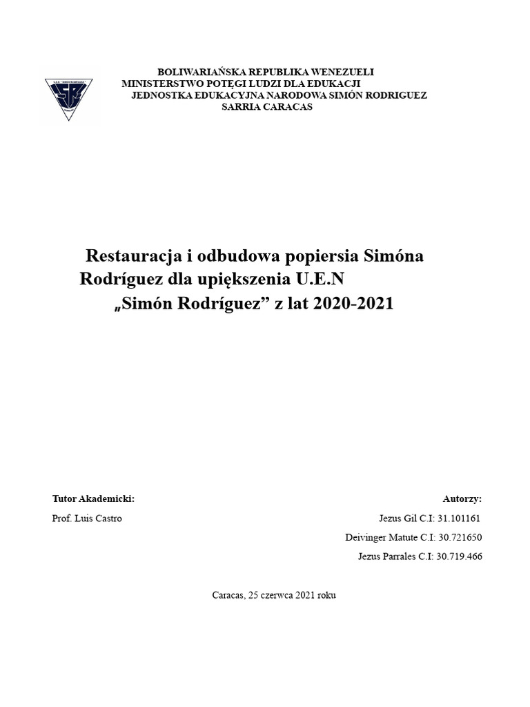 Raport. Simon Rodríguez | PDF