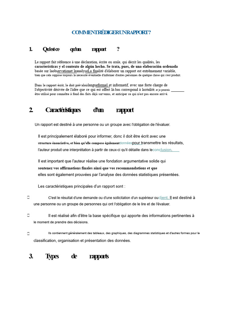 Guide complet pour rédiger un rapport | PDF | Données | Informations