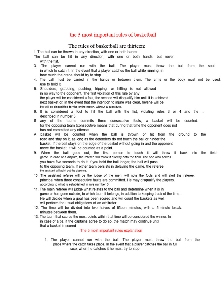 Key Basketball Rules Explained | PDF | Referee | Games Of Physical Skill