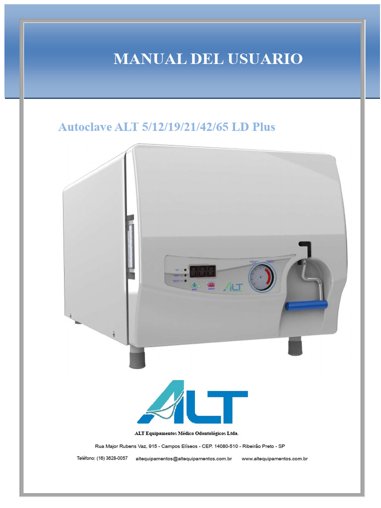 Manual de Usuario Autoclave ALT Plus | PDF | Esterilización ...