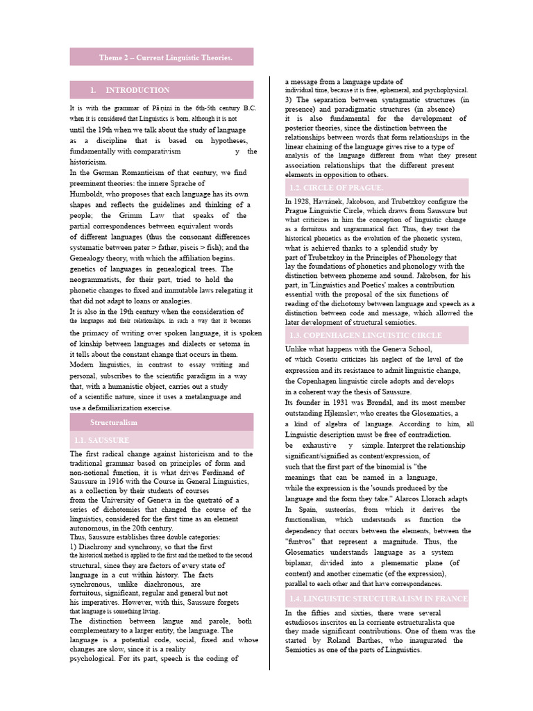 Overview of Current Linguistic Theories | PDF | Linguistics | Liberal ...