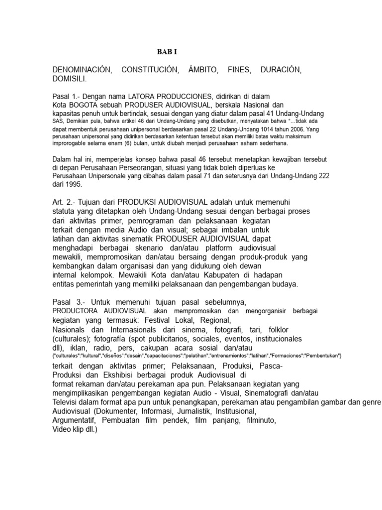 Struktur dan Tujuan Latora Producciones | PDF