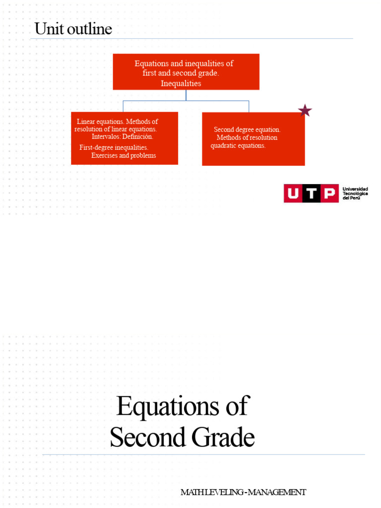 Second Degree Equations Utp I Cycle | PDF | Quadratic Equation | Equations