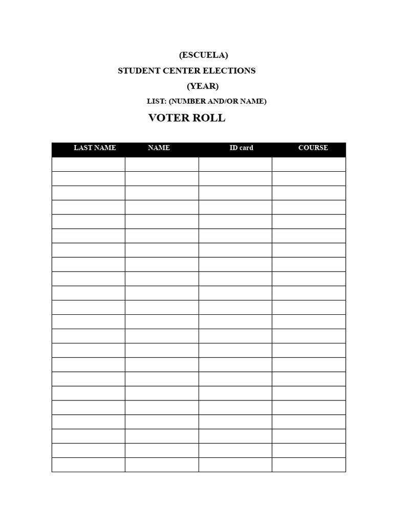Student Center Elections Voter Roll | PDF