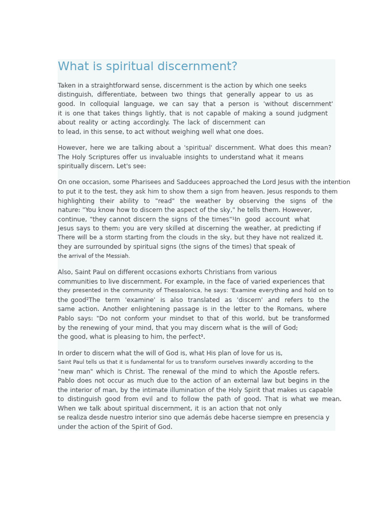 Understanding Spiritual Discernment | PDF | Jesus | Faith