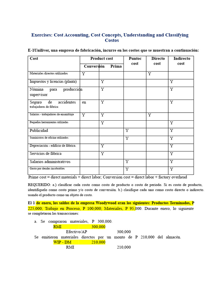 Clasificación de Costos en Contabilidad | PDF | Producción y ...