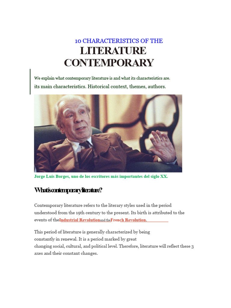 Key Traits of Contemporary Literature | PDF | Narration | Narrative