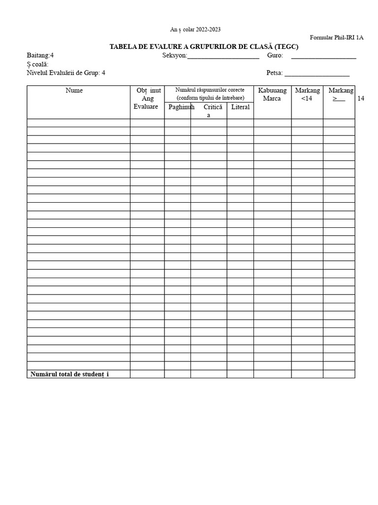 Phil Iri 2022 2023 Form | PDF