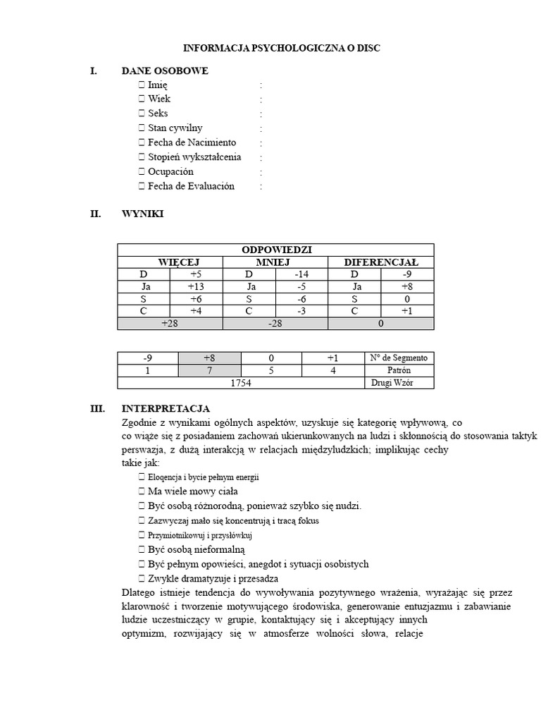 Przykład Raportu Disc | PDF