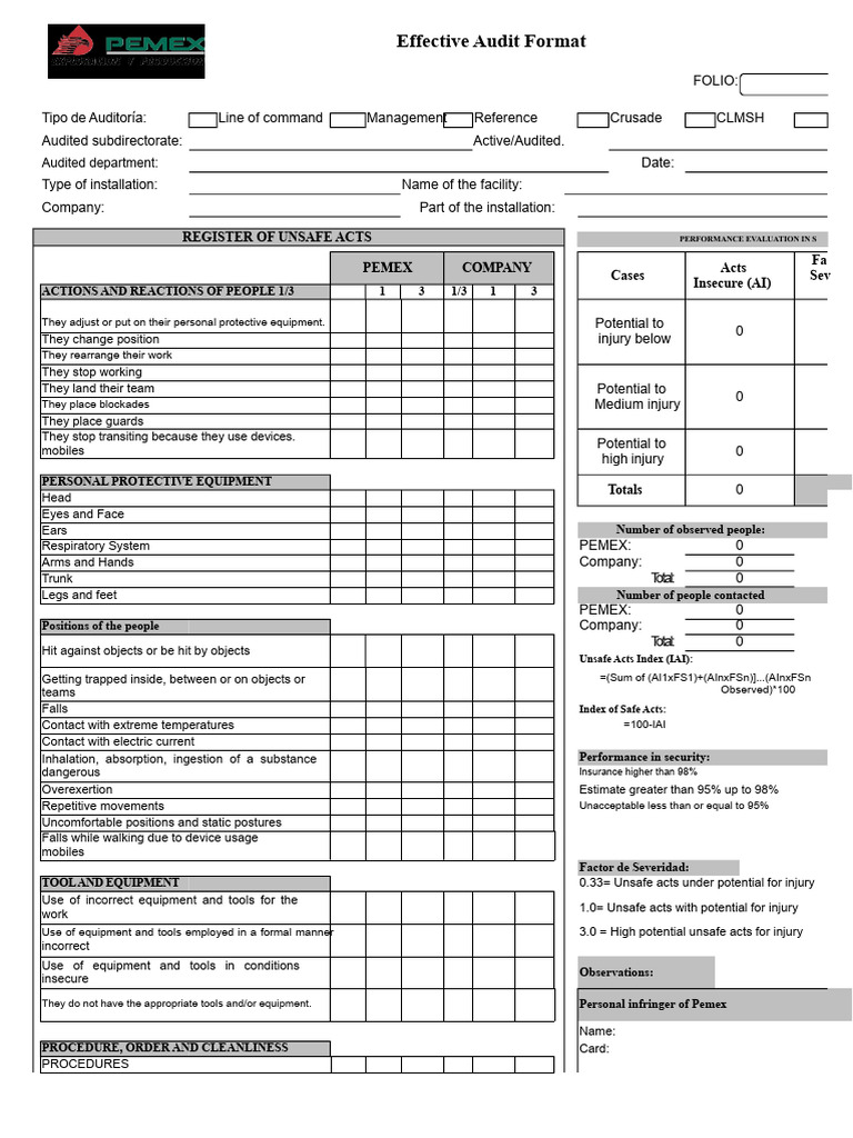 Safety Audit Report Format Guide | PDF | Occupational Safety And Health ...