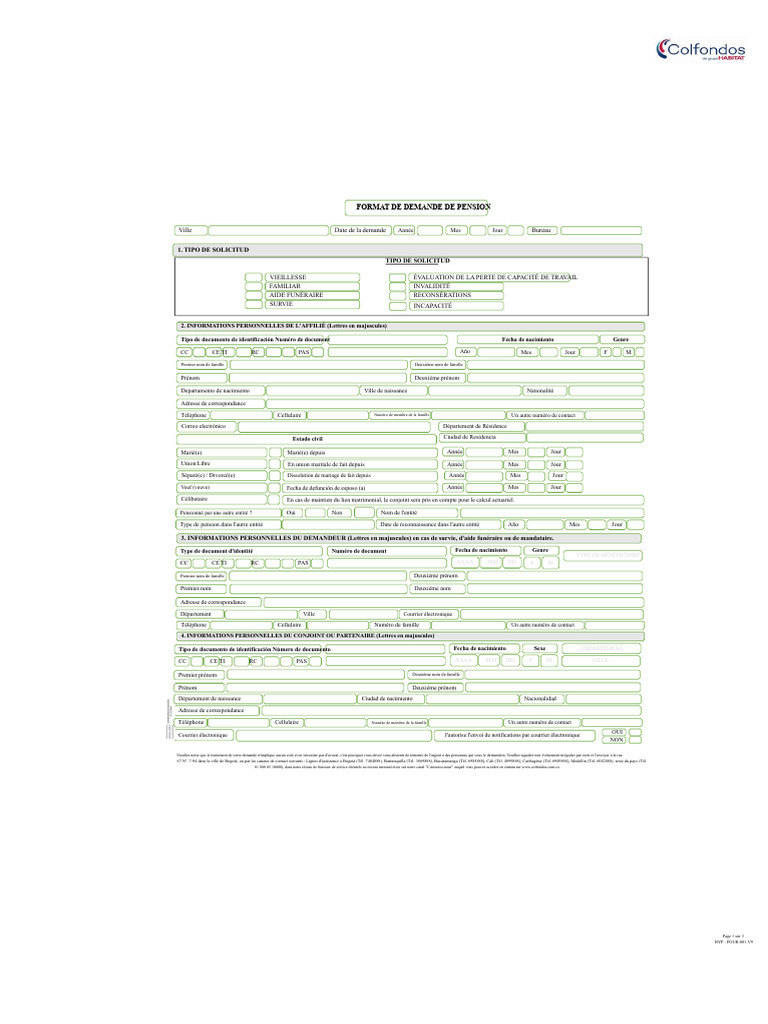 Demande de Pension Colfondos Medellín | PDF
